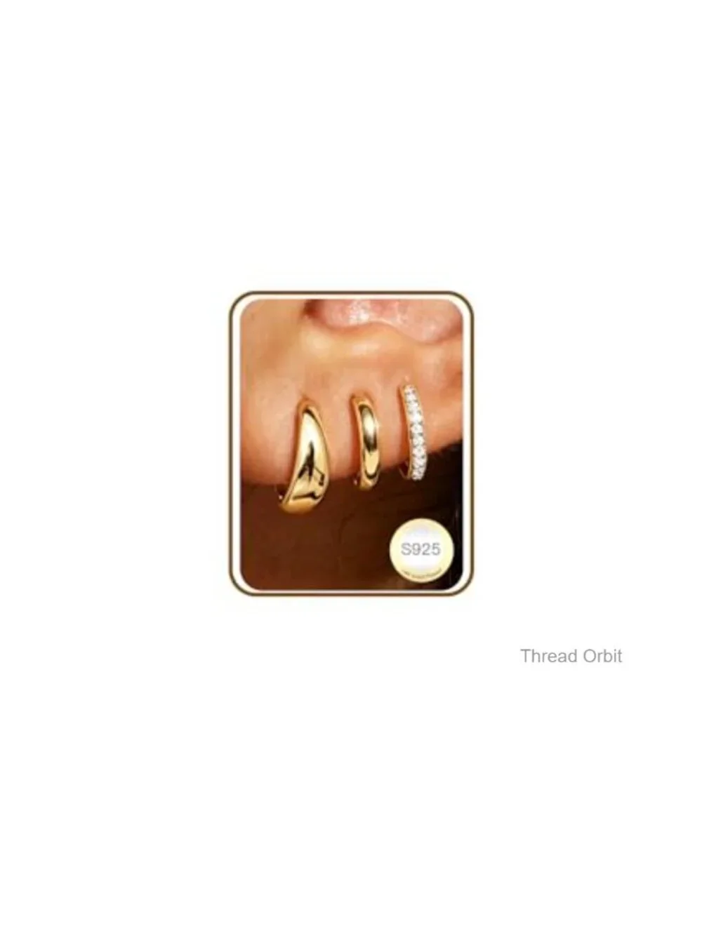 Sterling Silver Gold Plated Huggie Hoop Earrings Set 3 Pairs Hypoallergenic